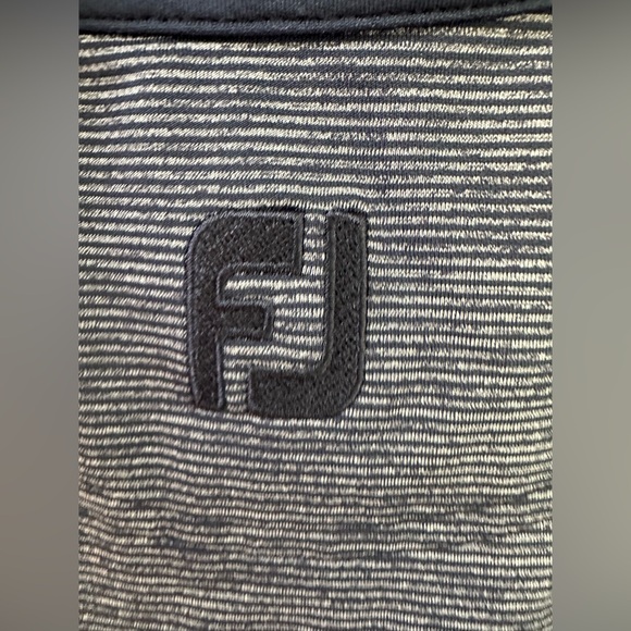 FootJoy Striped Navy and Gray 1/4 Zip Pullover - Picture 3 of 4